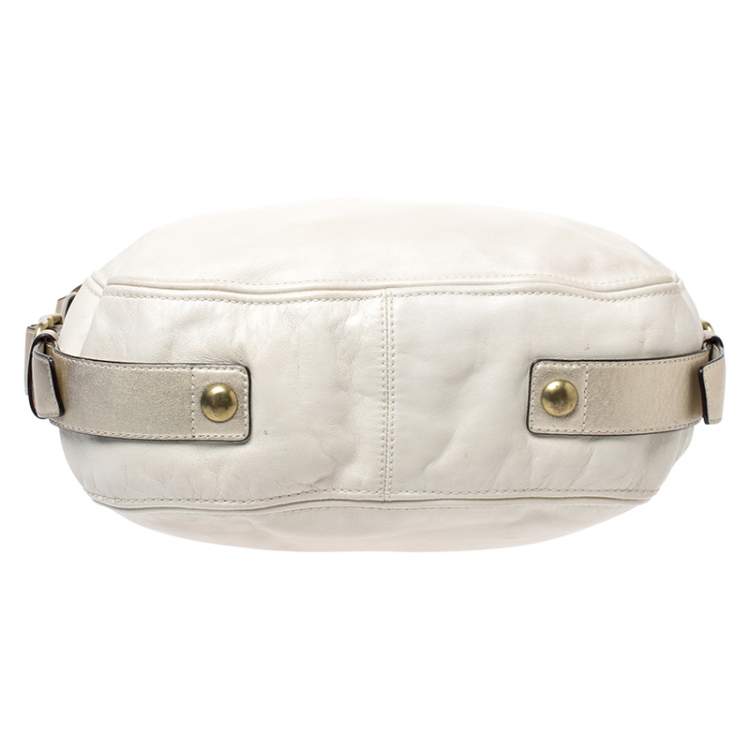 Pre Owned Coach Ivory Leather Zoe Hobo