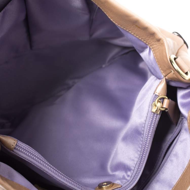Pre Owned Coach Beige Leather Ashley Satchel