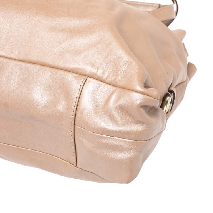 Pre Owned Coach Beige Leather Ashley Satchel