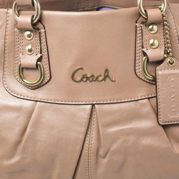 Pre Owned Coach Beige Leather Ashley Satchel