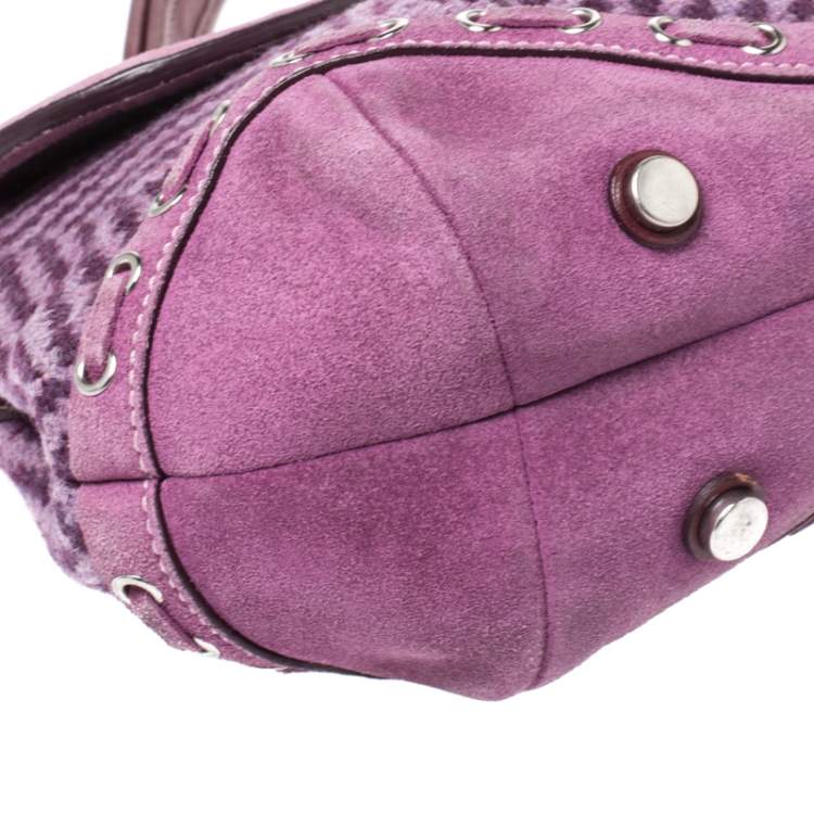 Pre Owned Coach Multicolor Wool/Nubuck and Leather Flap Satchel