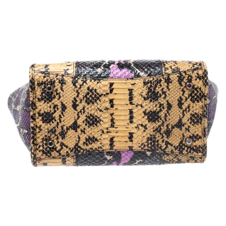 Pre Owned Coach Multicolor Python Embossed Leather Tote