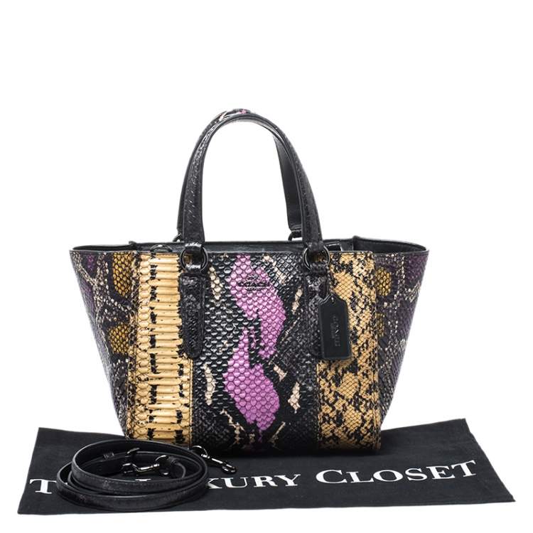Pre Owned Coach Multicolor Python Embossed Leather Tote