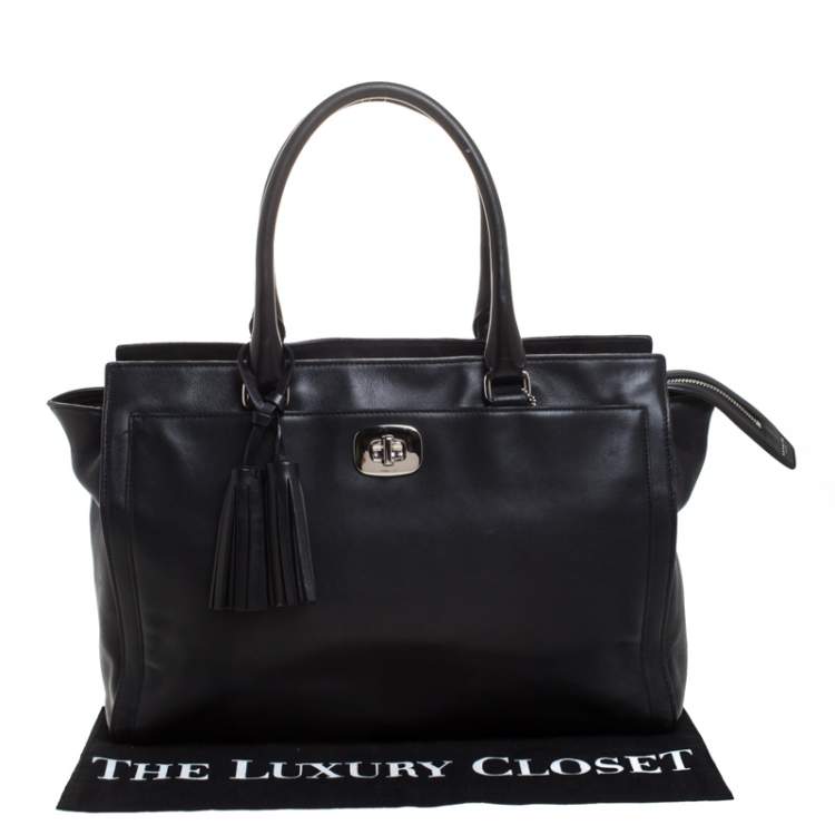 Pre Owned Coach Black Leather Chelsea Caryall Bag