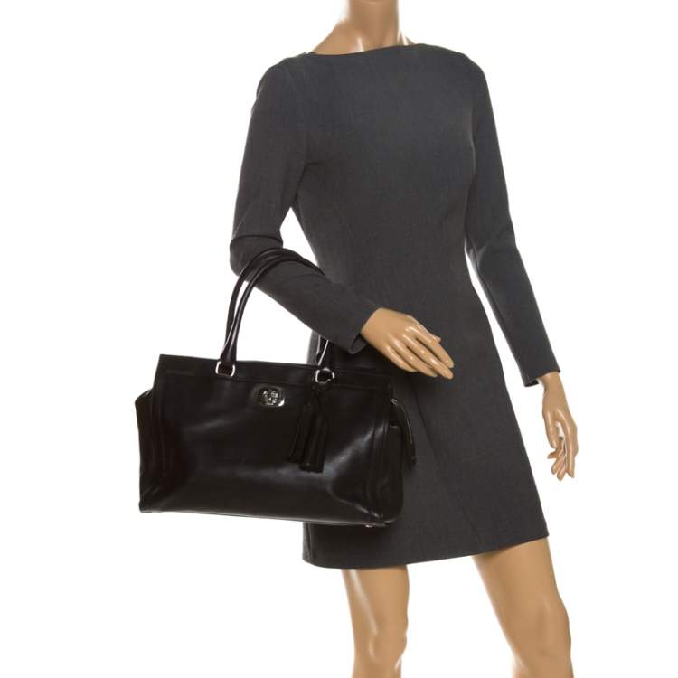 Pre Owned Coach Black Leather Chelsea Caryall Bag