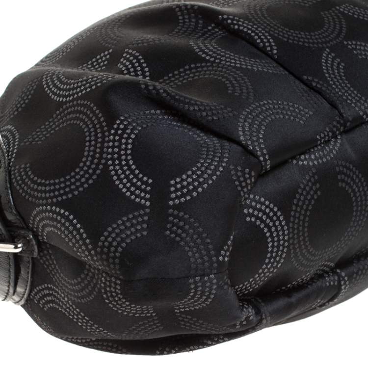 Pre Owned Coach Black Signature Fabric Top Handle Bag
