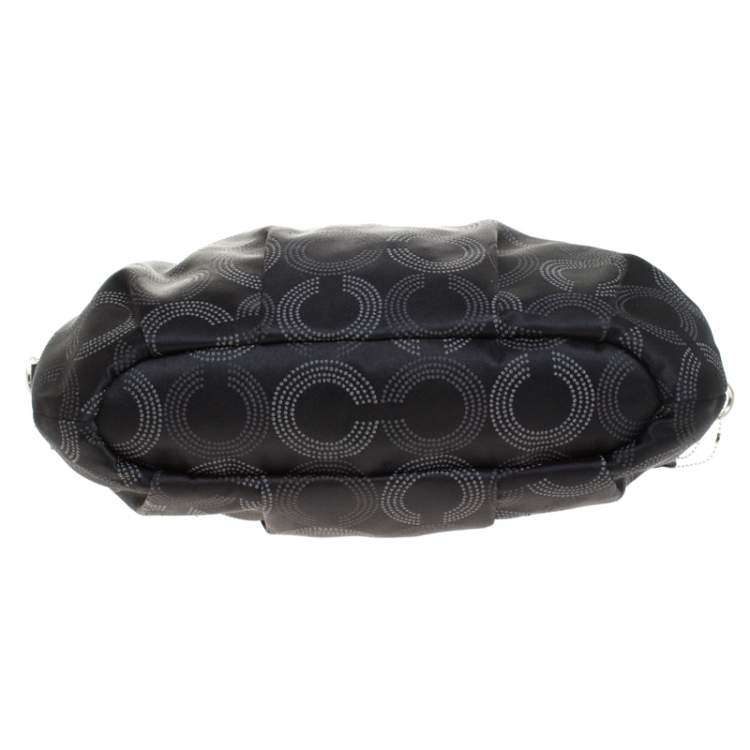 Pre Owned Coach Black Signature Fabric Top Handle Bag