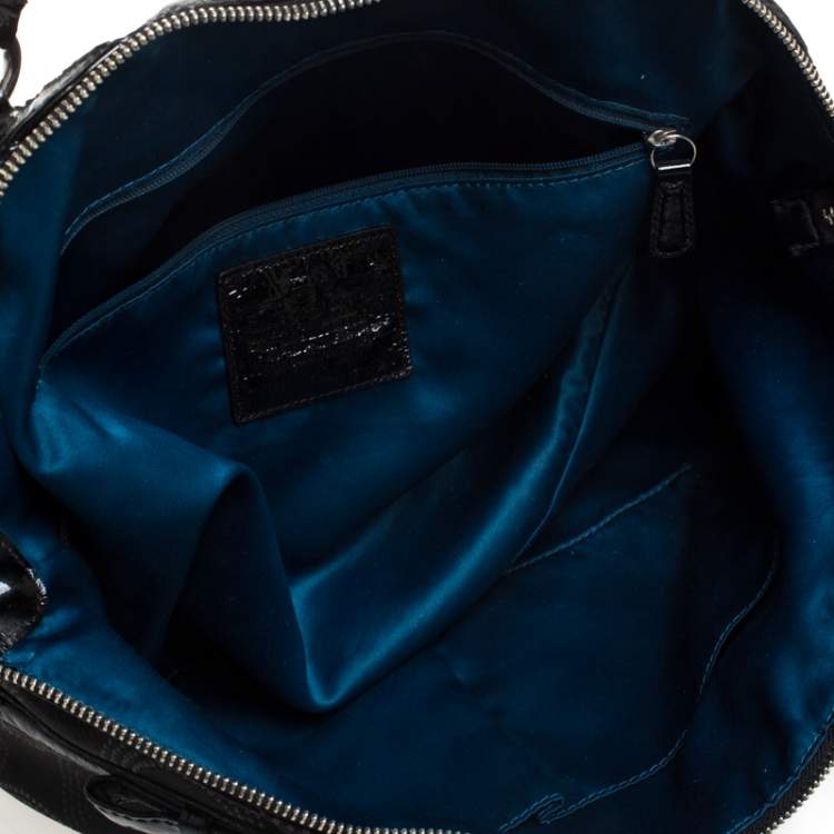 Pre Owned Coach Black Signature Fabric Top Handle Bag