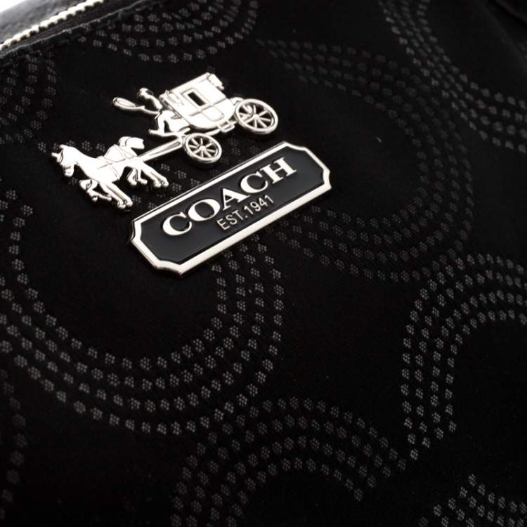 Pre Owned Coach Black Signature Fabric Top Handle Bag