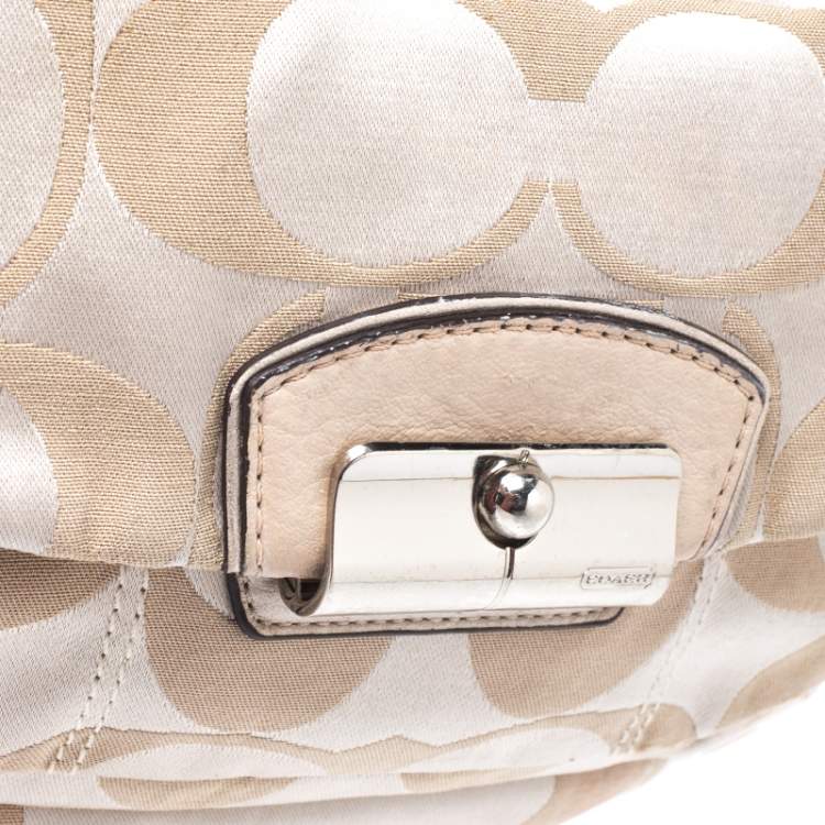 Pre Owned Coach Beige Canvas and Leather Kristin Hobo 