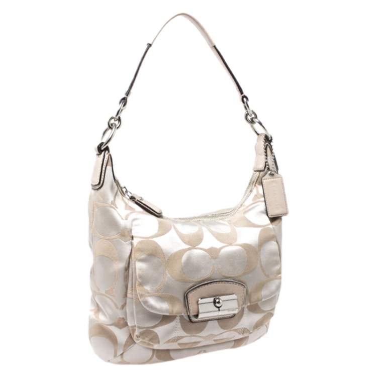 Pre Owned Coach Beige Canvas and Leather Kristin Hobo 