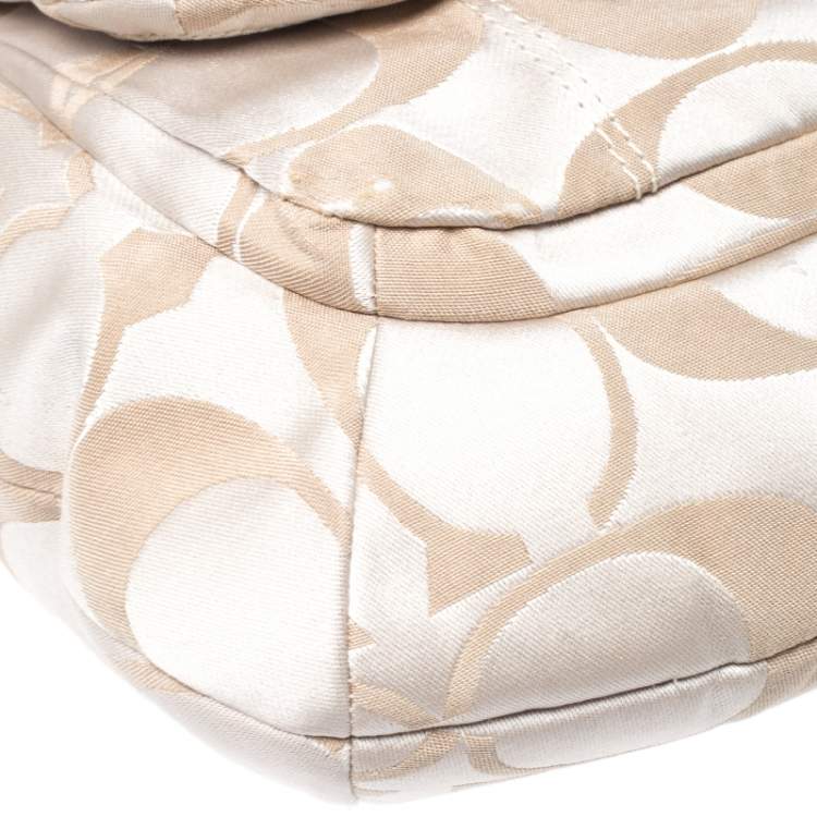 Pre Owned Coach Beige Canvas and Leather Kristin Hobo 