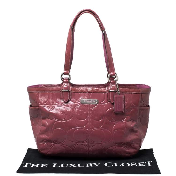 Pre Owned Coach Pink Monogram Patent Leather Tote 