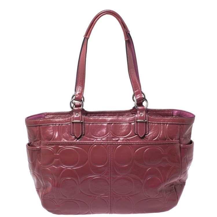Pre Owned Coach Pink Monogram Patent Leather Tote 