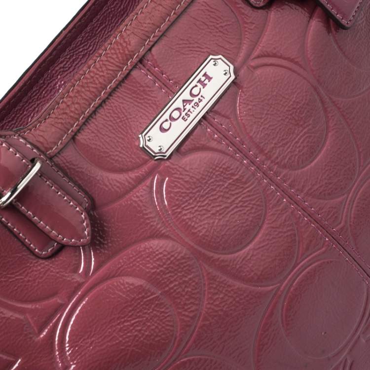 Pre Owned Coach Pink Monogram Patent Leather Tote 