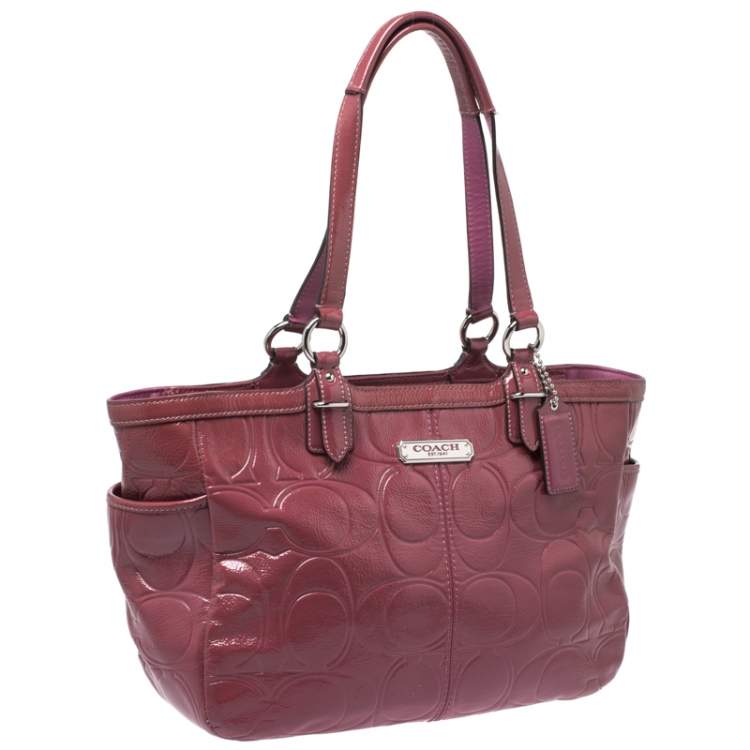 Pre Owned Coach Pink Monogram Patent Leather Tote 
