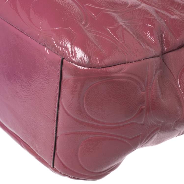 Pre Owned Coach Pink Monogram Patent Leather Tote 