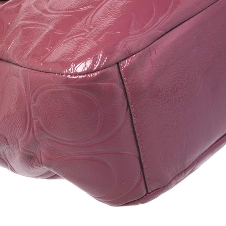 Pre Owned Coach Pink Monogram Patent Leather Tote 