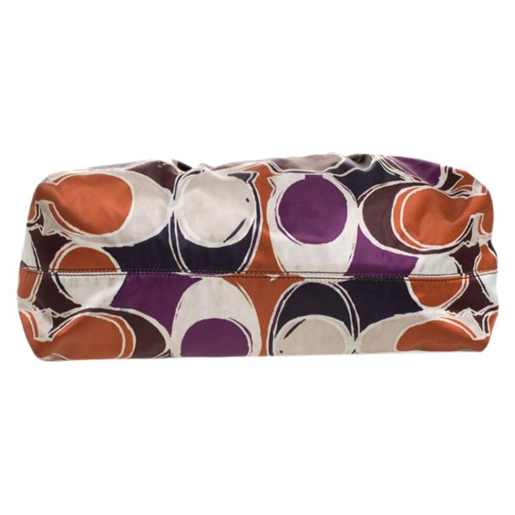 Pre Owned Coach Multicolor Signature Satin Ashley Satchel