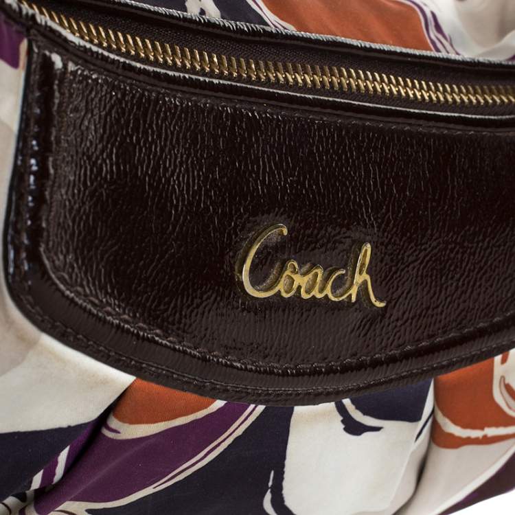 Pre Owned Coach Multicolor Signature Satin Ashley Satchel