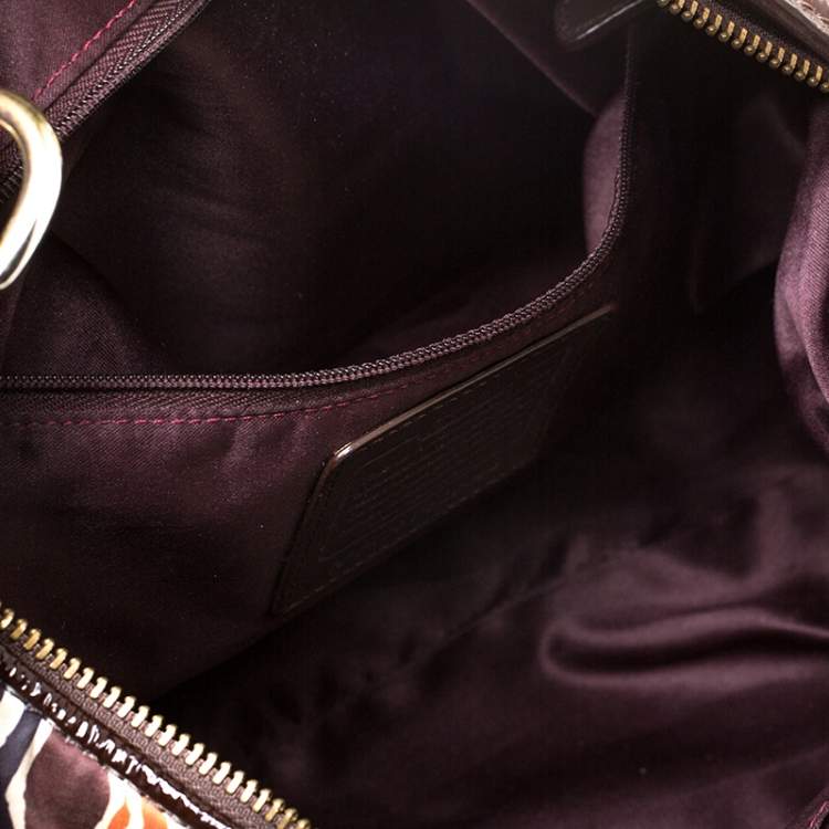 Pre Owned Coach Multicolor Signature Satin Ashley Satchel
