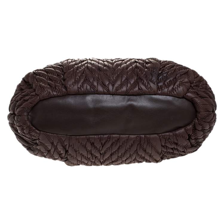 Pre Owned Coach Dark Brown Quilted Nylon and Leather 70th Anniversary Madison Satchel