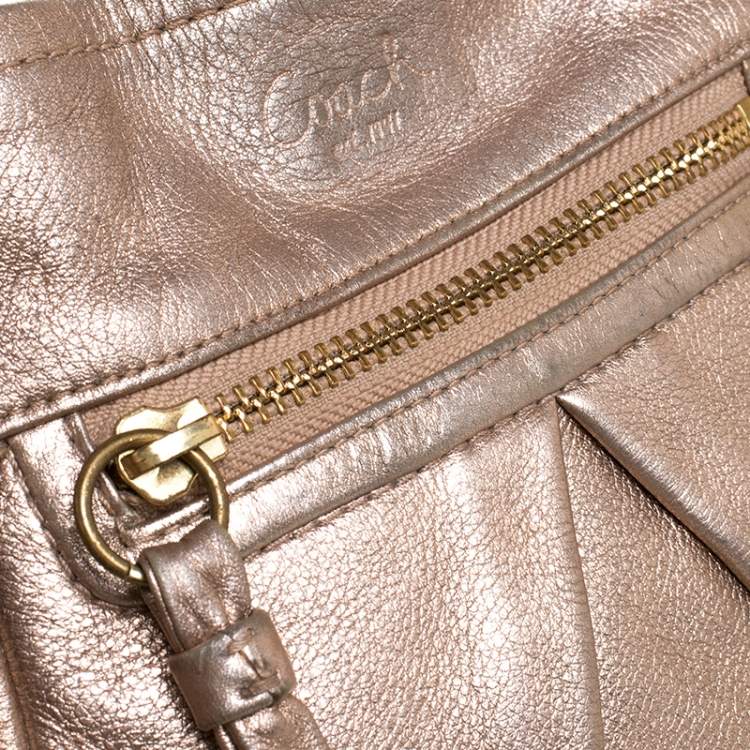 Pre Owned Coach Metallic Rose Gold Leather Parker Hobo