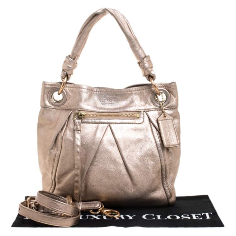 Pre Owned Coach Metallic Rose Gold Leather Parker Hobo