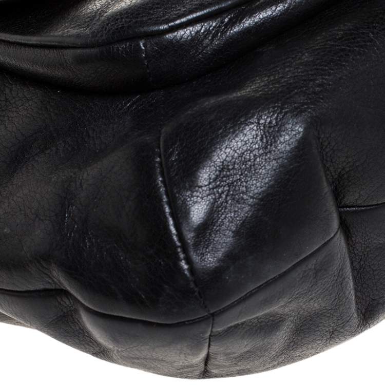Pre Owned Coach Black Leather Front Pocket w/Turn Lock Hobo
