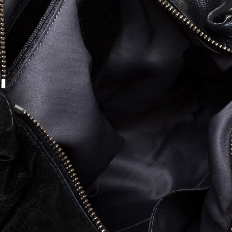 Pre Owned Coach Black Leather Front Pocket w/Turn Lock Hobo