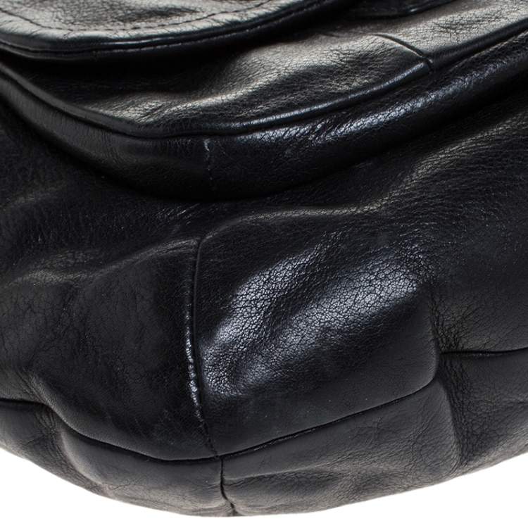 Pre Owned Coach Black Leather Front Pocket w/Turn Lock Hobo