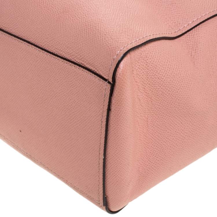 Pre Owned Coach Pink Leather Turnlock Shopper Tote