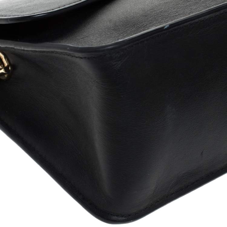 Pre Owned Coach Black Leather Turnlock Crossbody Bag 