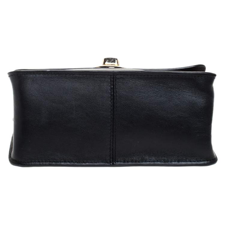 Pre Owned Coach Black Leather Turnlock Crossbody Bag 