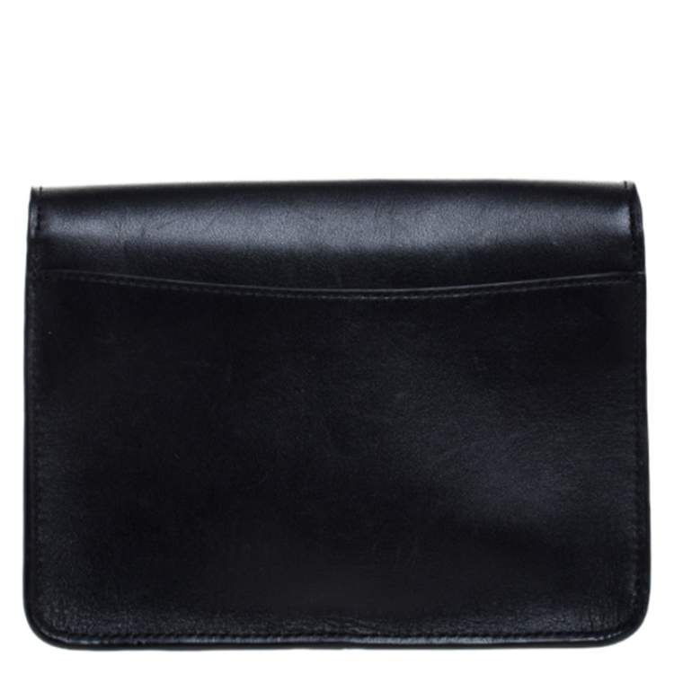 Pre Owned Coach Black Leather Turnlock Crossbody Bag 