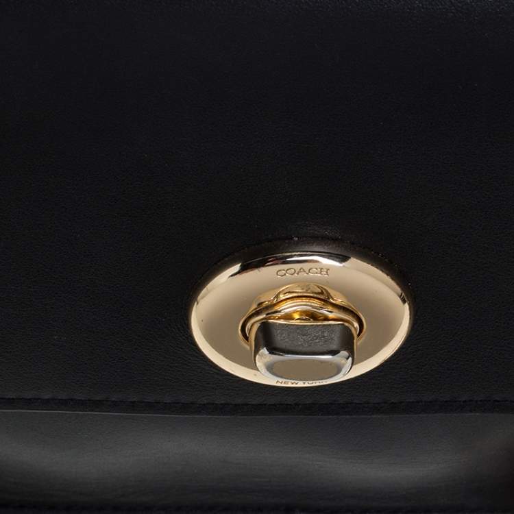 Pre Owned Coach Black Leather Turnlock Crossbody Bag 