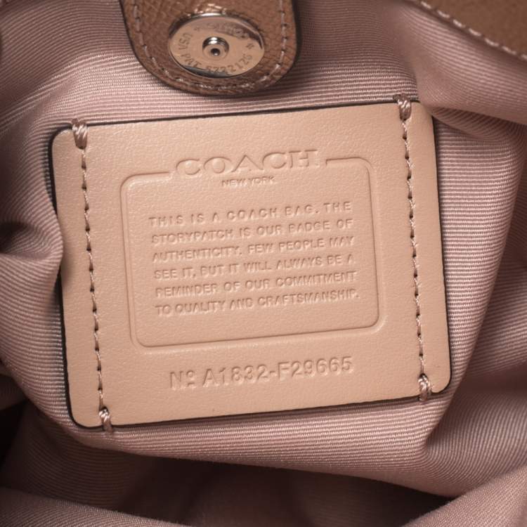 Pre Owned Coach Metallic Rose Gold Leather Mini Christie Carryall Satchel