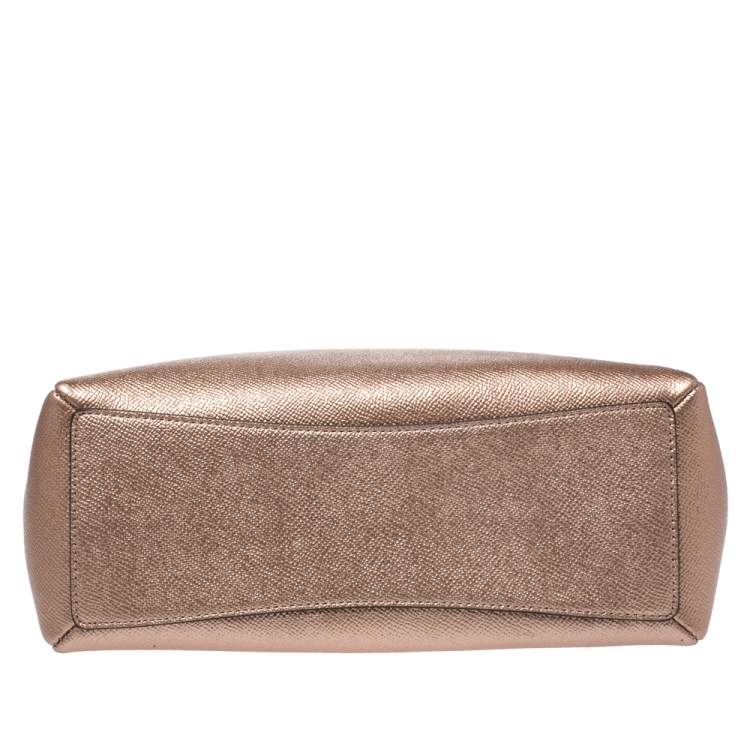 Pre Owned Coach Metallic Rose Gold Leather Mini Christie Carryall Satchel