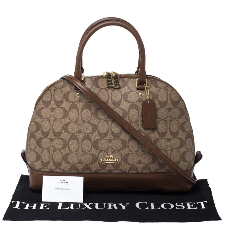 Pre Owned Coach Brown Coated Canvas and Leather Sierra Satchel
