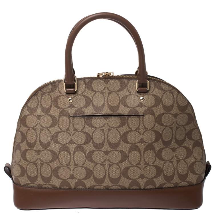 Pre Owned Coach Brown Coated Canvas and Leather Sierra Satchel