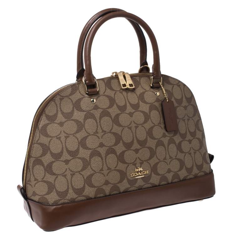 Pre Owned Coach Brown Coated Canvas and Leather Sierra Satchel