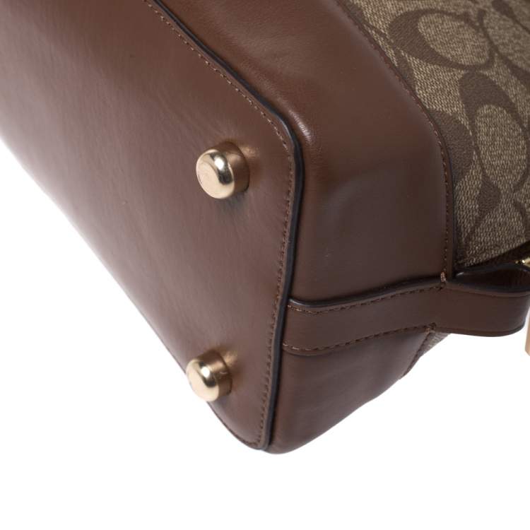 Pre Owned Coach Brown Coated Canvas and Leather Sierra Satchel