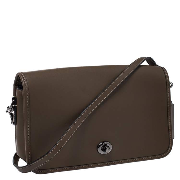 Pre Owned Coach Brown Leather Dinky Crossbody Bag
