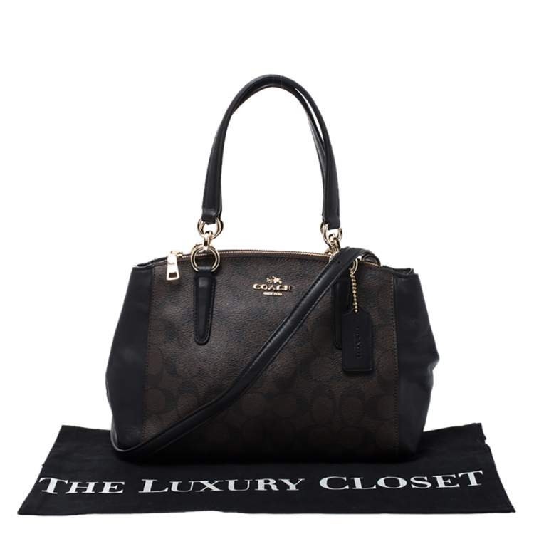 Pre Owned Coach Dark Brown Coated Canvas Mini Christie Carryall Satchel