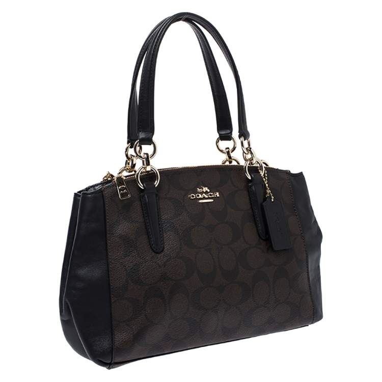 Pre Owned Coach Dark Brown Coated Canvas Mini Christie Carryall Satchel
