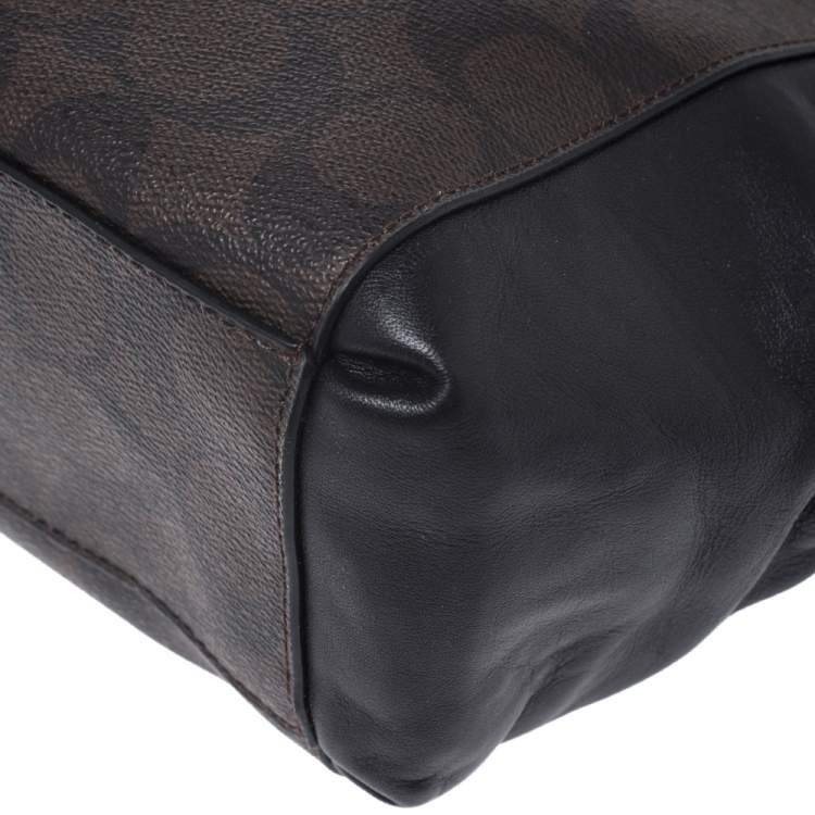 Pre Owned Coach Dark Brown Coated Canvas Mini Christie Carryall Satchel