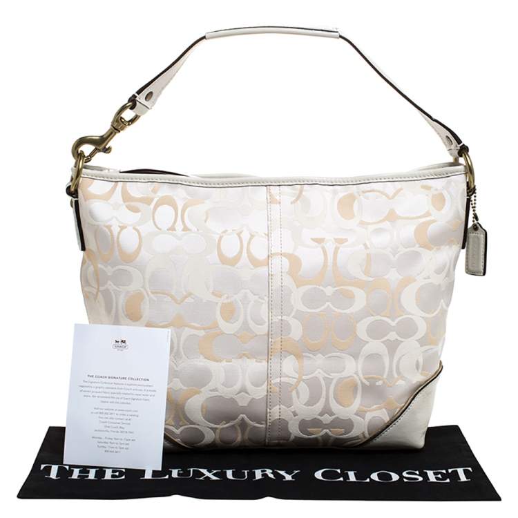 Pre Owned Coach Beige Signature Canvas and Leather Shoulder Bag