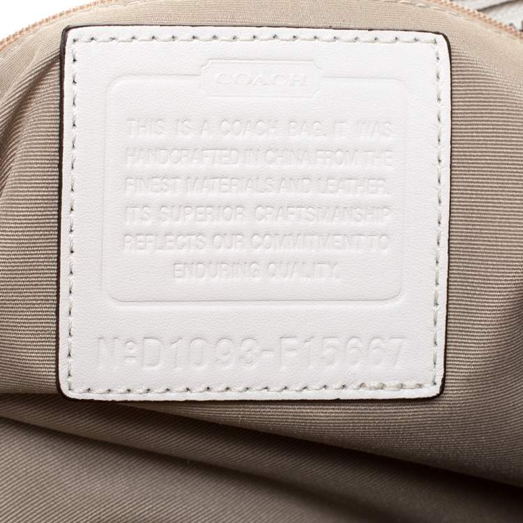 Pre Owned Coach Beige Signature Canvas and Leather Shoulder Bag