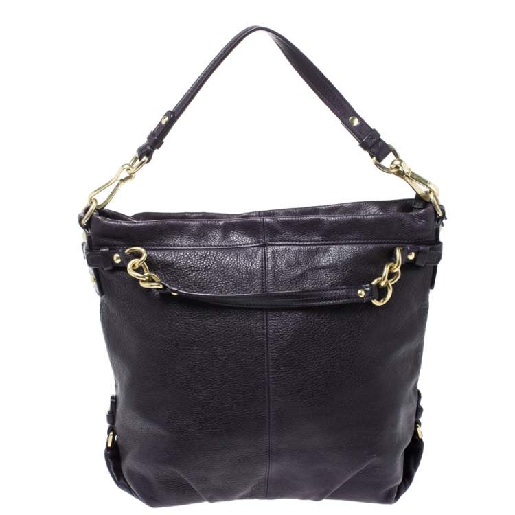 Pre Owned Coach Purple Leather Large Brooke Hobo