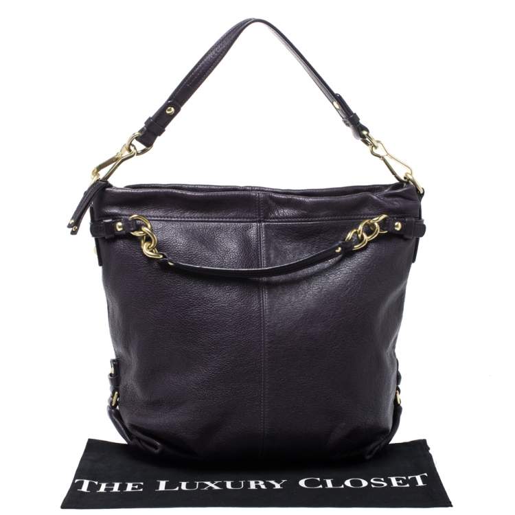 Pre Owned Coach Purple Leather Large Brooke Hobo